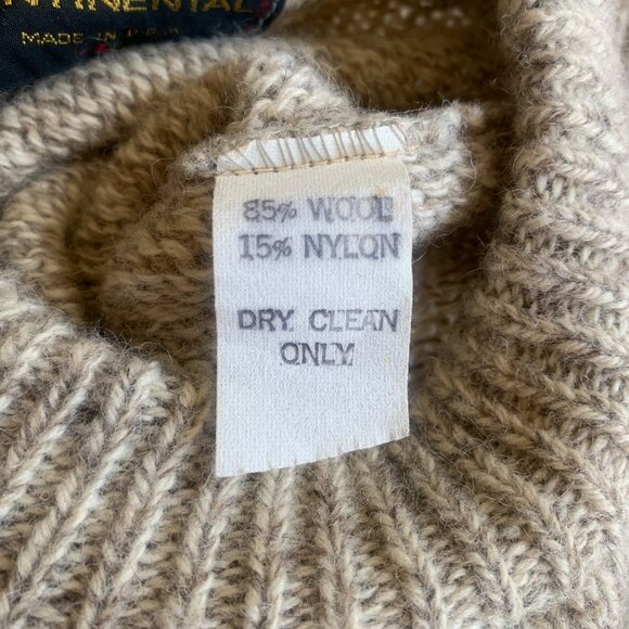 VINTAGE Continental Oatmeal Crewneck Wool Sweater Made in USA - Picture 9 of 10